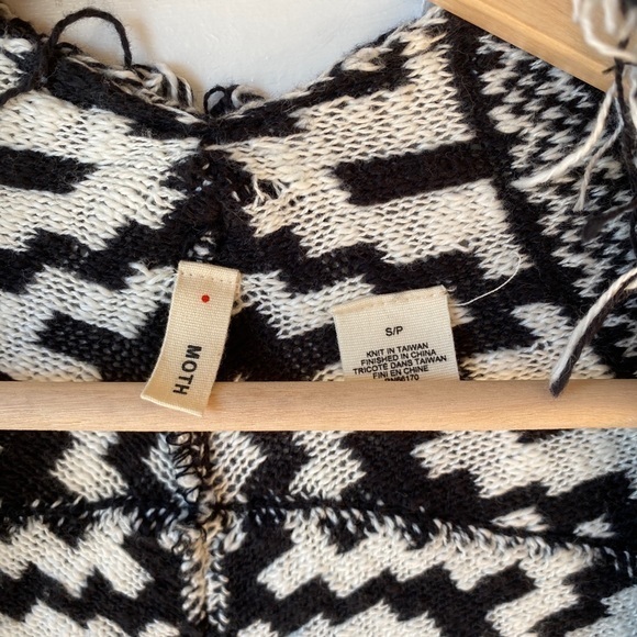 *Not for Sale* Anthropologie Moth Black & White Fringe Cardigan Size: Small - Picture 5 of 6